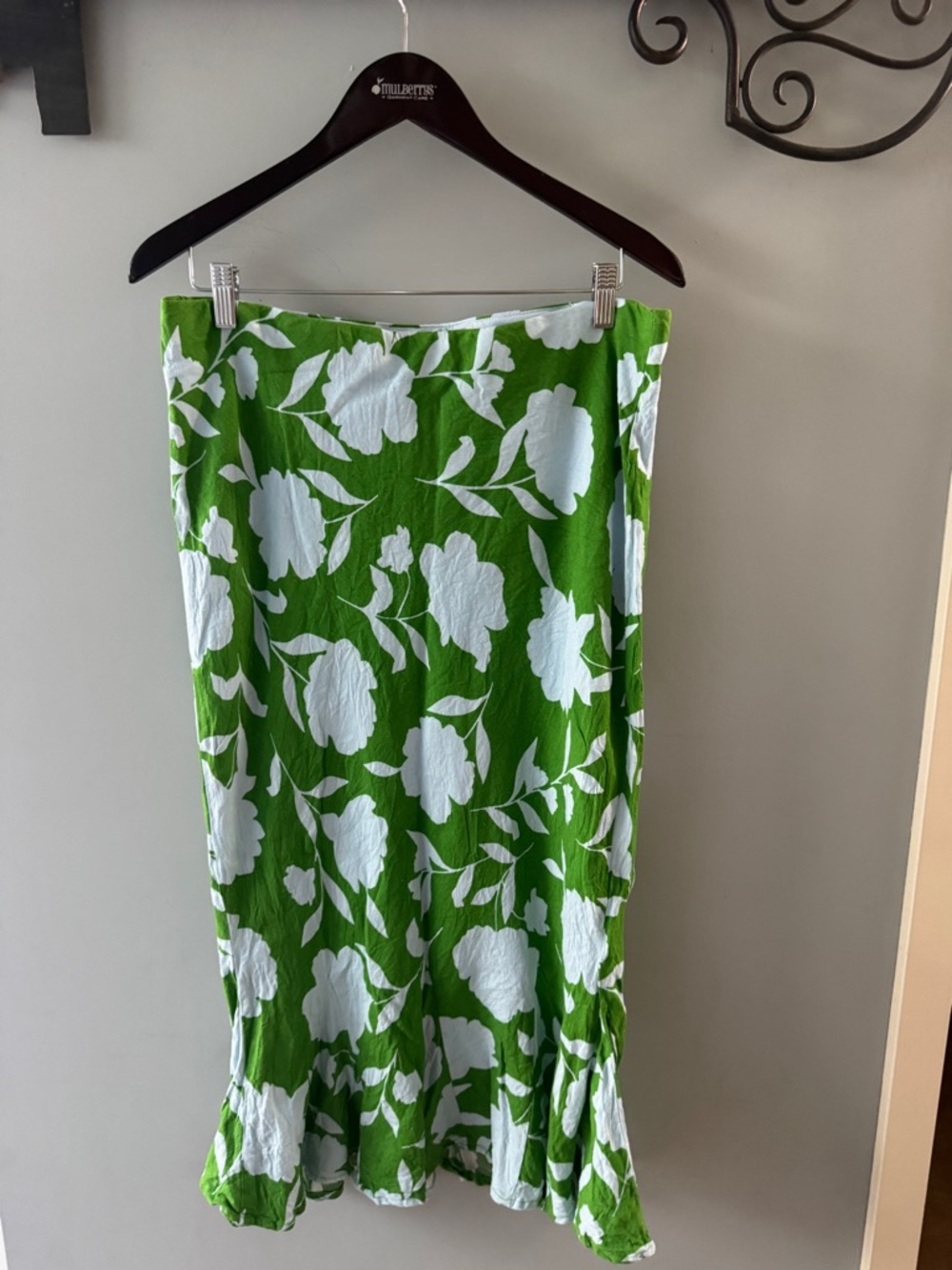 Kate Spade x Target L Green and White Floral Midi Skirt